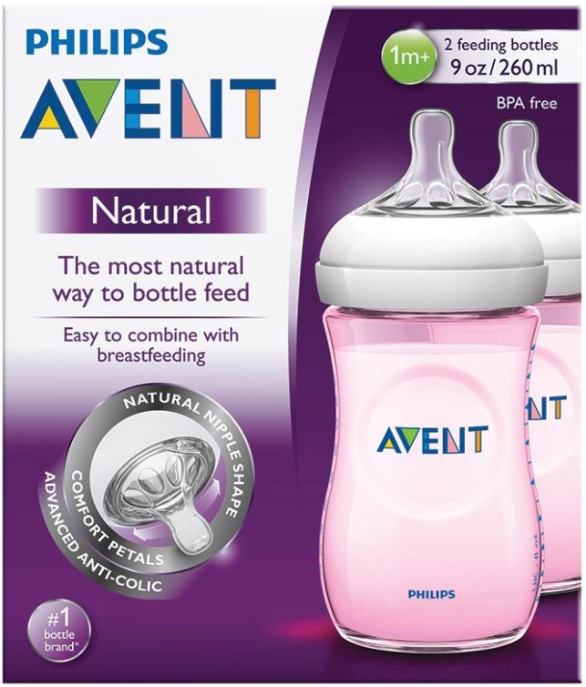Avent 新安怡自然原生奶瓶粉色 260ml(两只装)