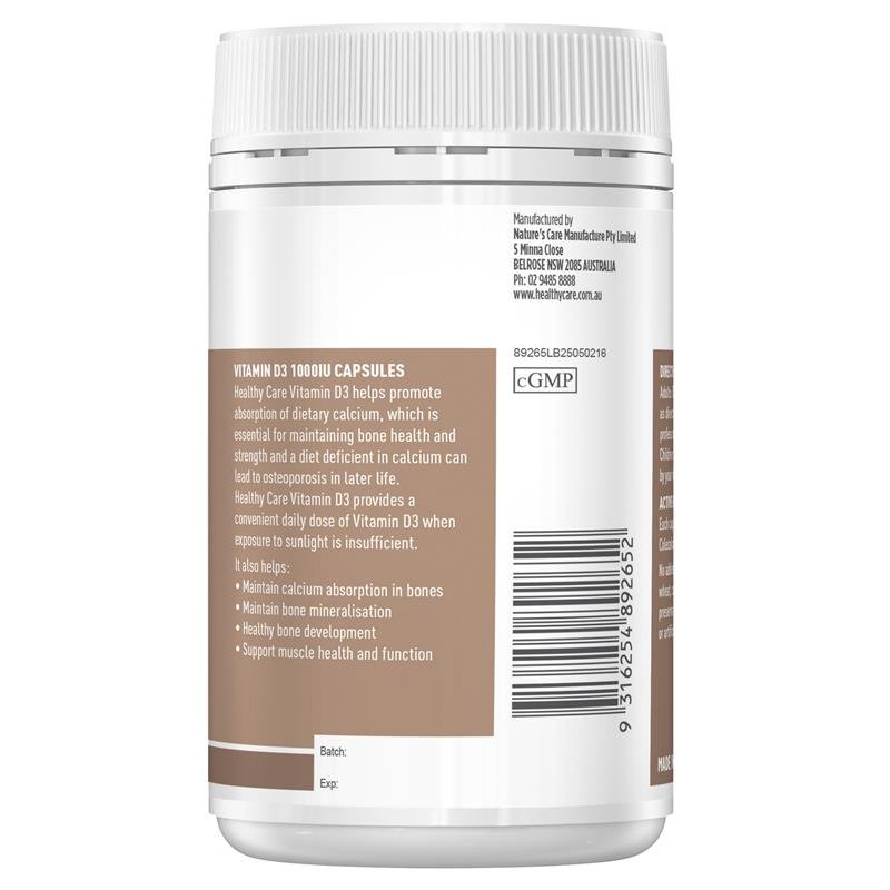 Healthy Care 维生素D3 1000IU 250粒软胶囊