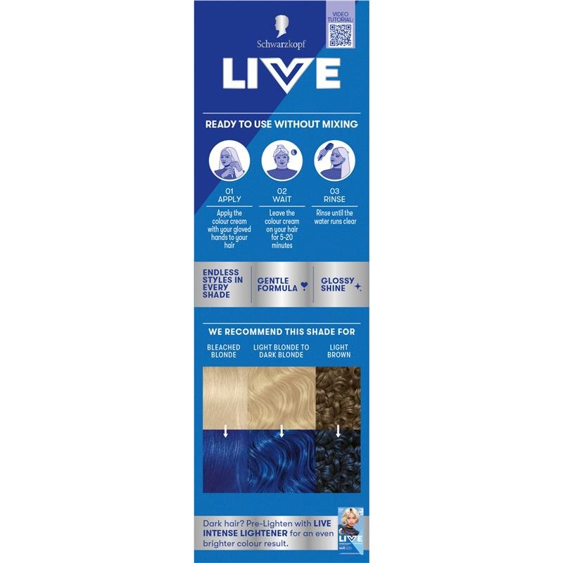 施华蔻 LIVE 半永久护色染发霜 电光蓝 75ml