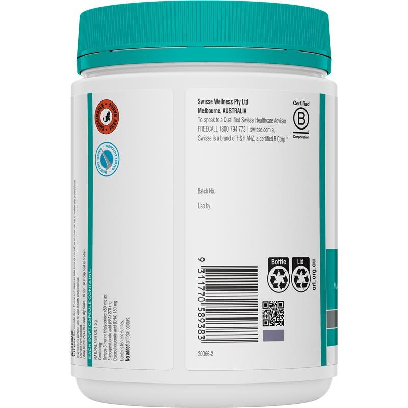 斯维诗 Swisse Ultiboost 无腥味高浓度深海鱼油 1500mg 200粒