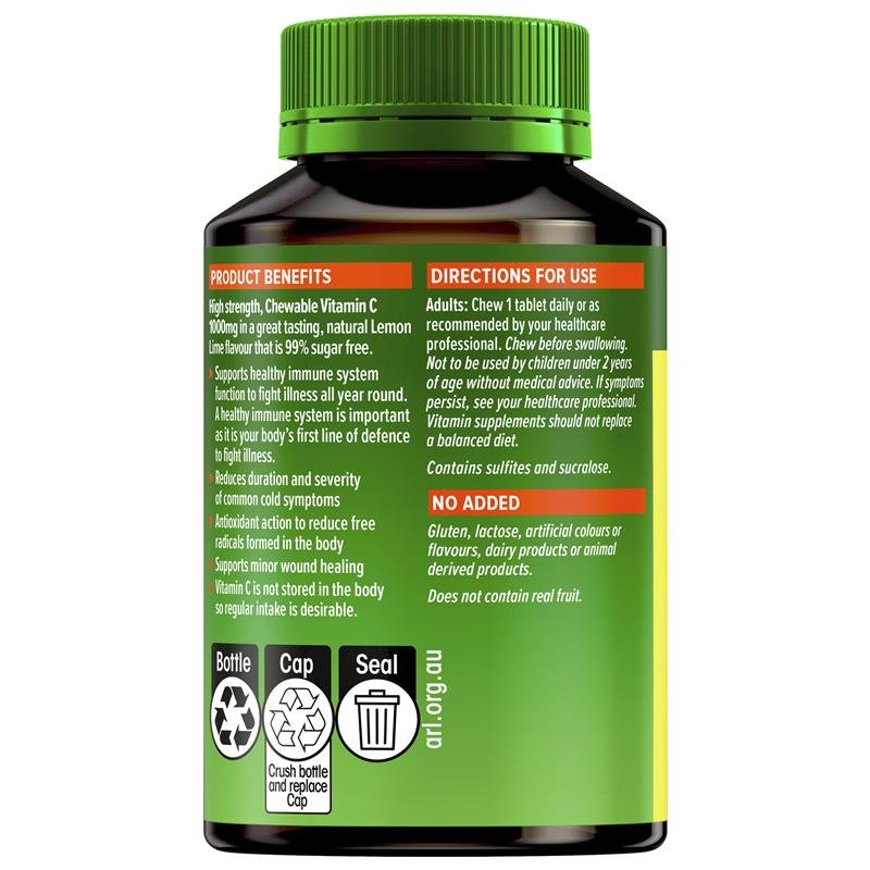 萃益维 咀嚼型 大剂量维生素C 1000mg 柠檬青柠味 60片