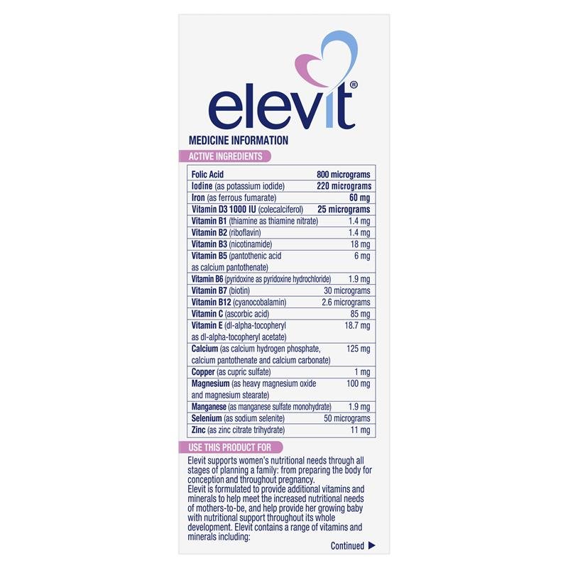 Elevit 爱乐维 备孕及孕期复合维生素片 30片
