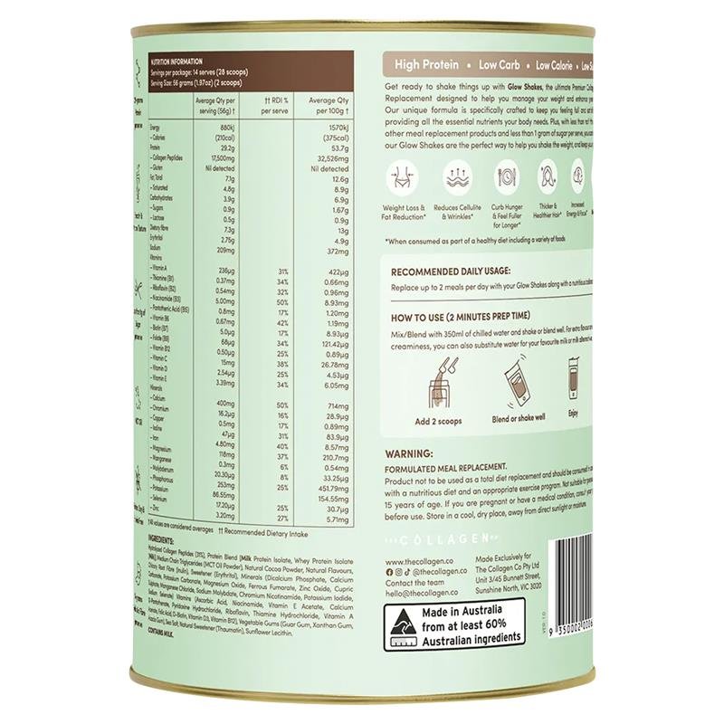 The Collagen Co Glow Shakes 巧克力薄荷味胶原蛋白代餐奶昔 784g