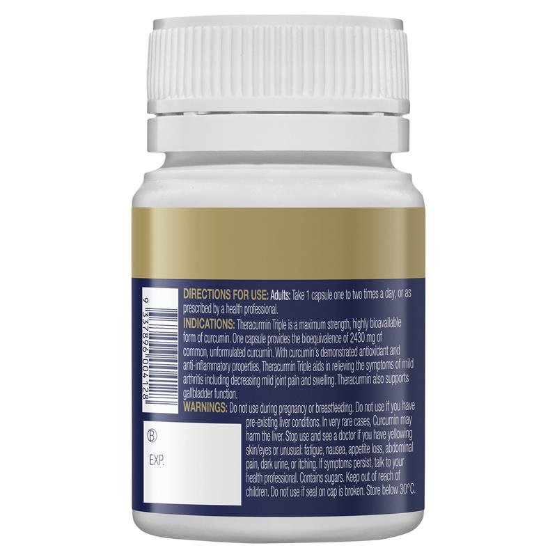 Bioceuticals Theracurmin 高吸收姜黄素三倍浓度胶囊 30粒 新版