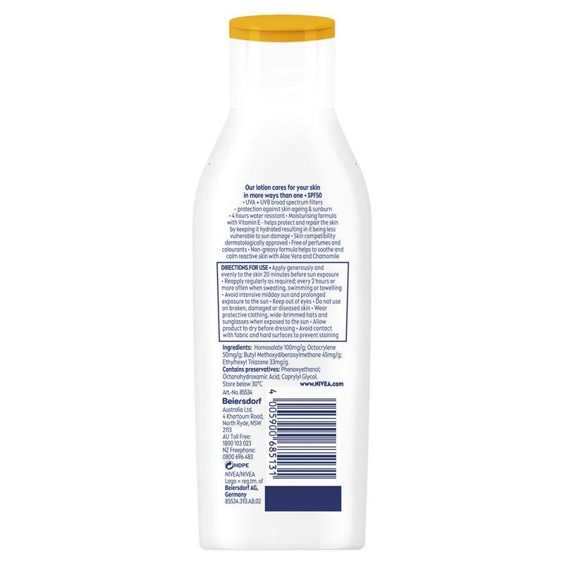 妮维雅 NIVEA Sun 敏感肌温和防护防晒乳 SPF50 200ml