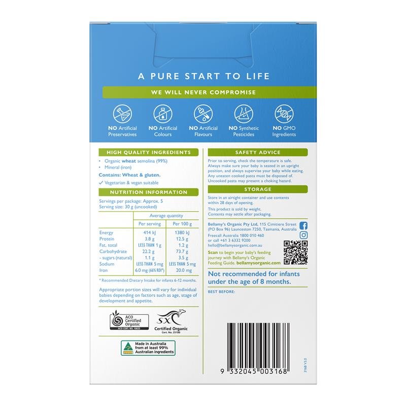 Bellamys Organic Farm Animal Pasta Shapes 150g