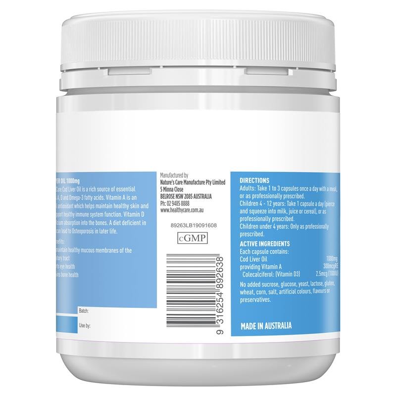 Healthy Care 鳕鱼肝油 1000mg 200粒