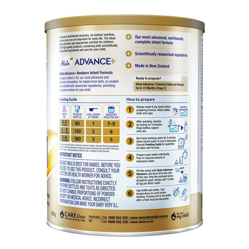 Alula Advance+ 婴儿配方奶粉1段 0-6个月 800g