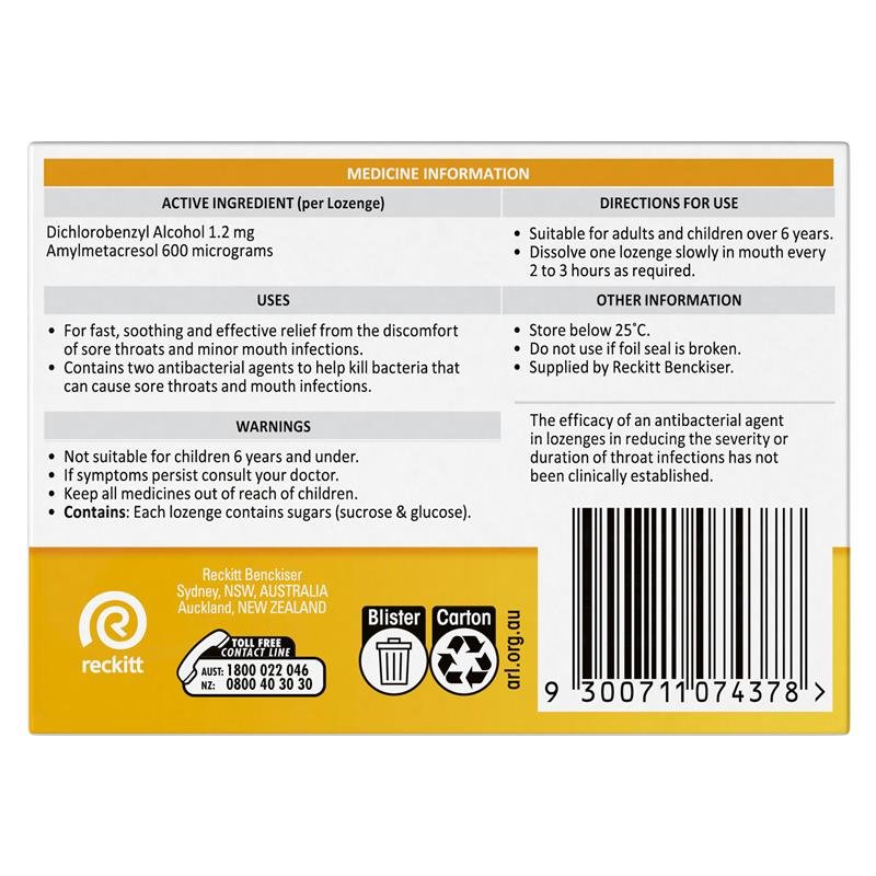 Strepsils Throat Lozenges Soothing Honey & Lemon 16 Pack