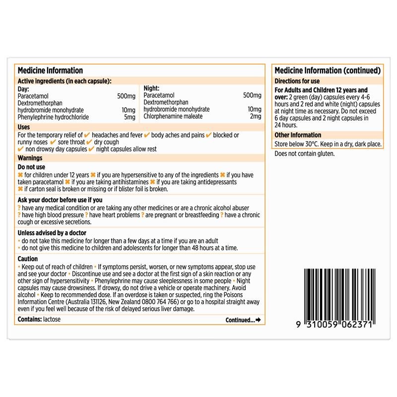 Codral Cold & Flu + Cough Day & Night 48 Capsules