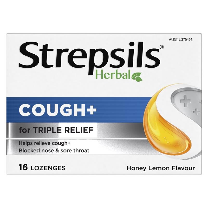 Strepsils Herbal Cough Lozenges Honey Lemon 16 Pack