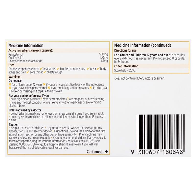 Codral Cold & Flu + Mucus Cough 24 Capsules