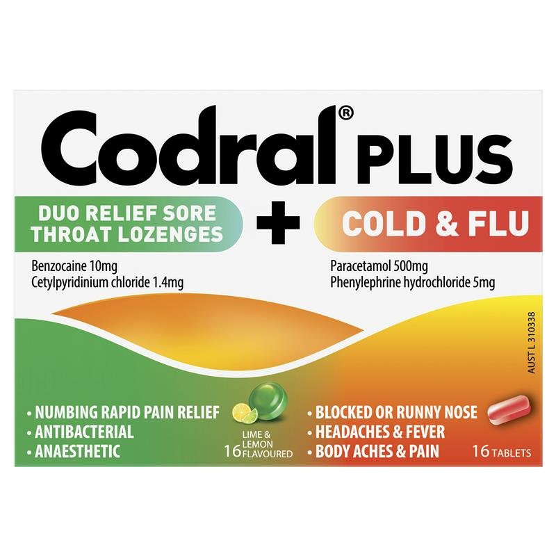 Codral Plus Cold & Flu 16 Tablets + Sore Throat 16 Lozenges
