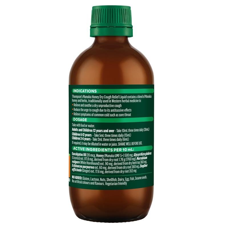 Thompson's 麦卢卡蜂蜜干咳糖浆 200ml