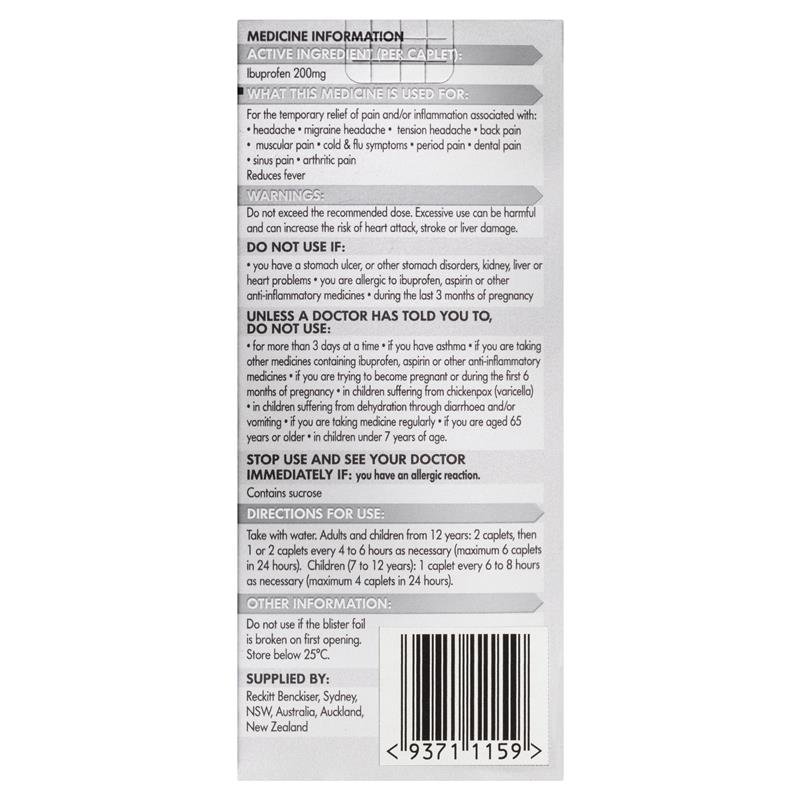 Nurofen Ibuprofen Caplets Pain Relief 200mg 24 Pack