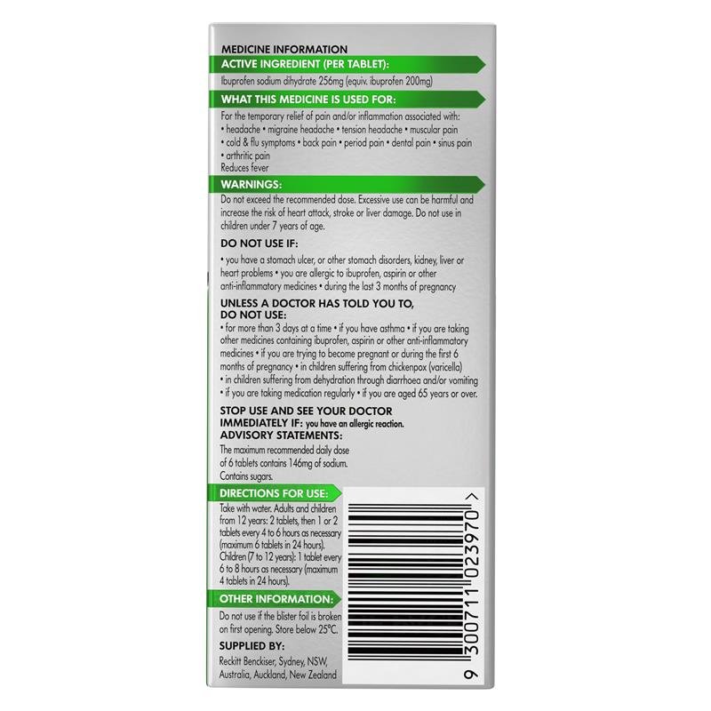 Nurofen 诺洛芬 Zavance 布洛芬速效止痛片 256mg 96片