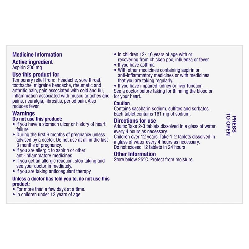 Aspro Clear Pain Relief 24 Soluble Tablets