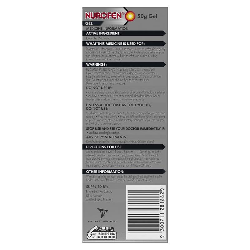 Nurofen Pain and Inflammation Relief Gel 5% Ibuprofen 50g