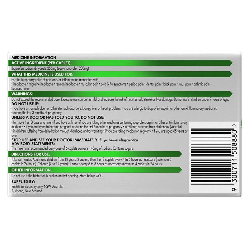 Nurofen Zavance Fast Pain Relief Caplets 256mg Ibuprofen 96 Pack
