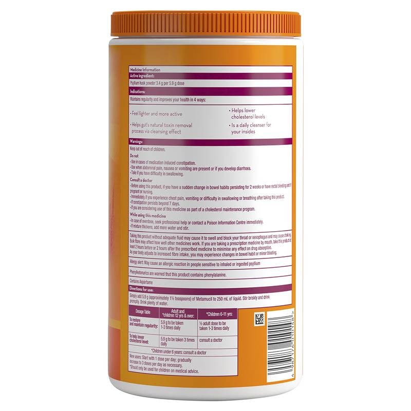 Metamucil Fibre Supplement Smooth Orange 180 Dose