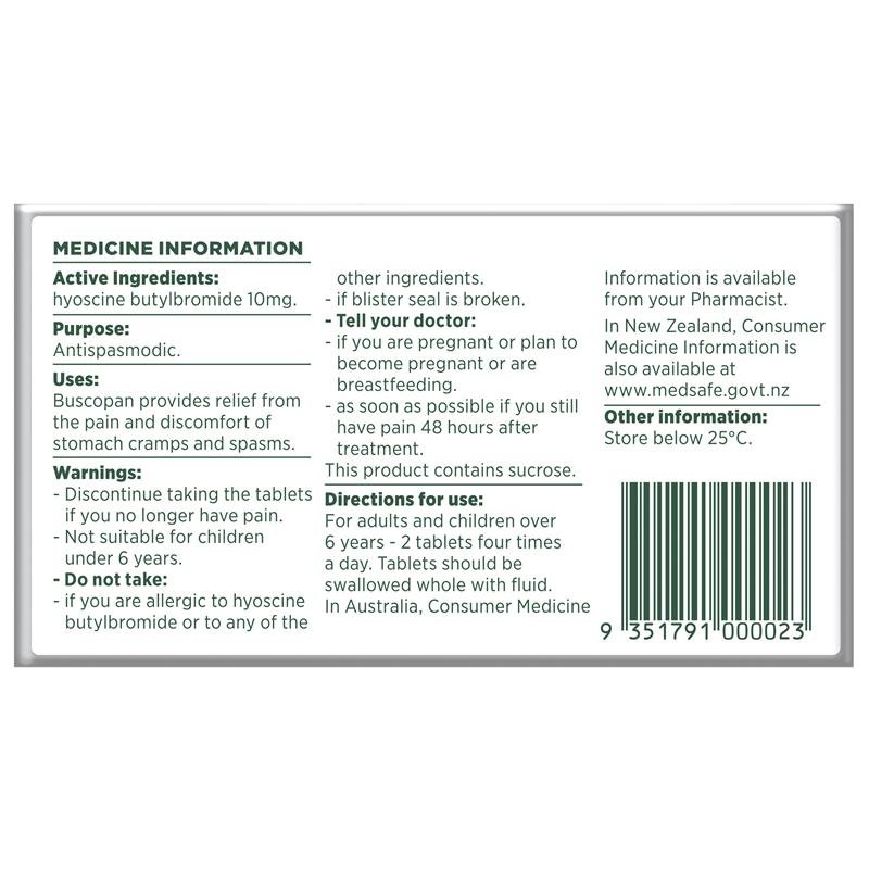 Buscopan Stomach Cramps Pain Relief 10mg Tablets 20 Pack