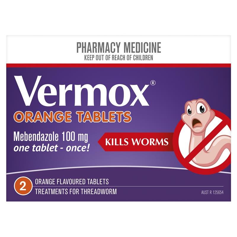 Vermox 甲苯咪唑驱虫片 橙味 2片