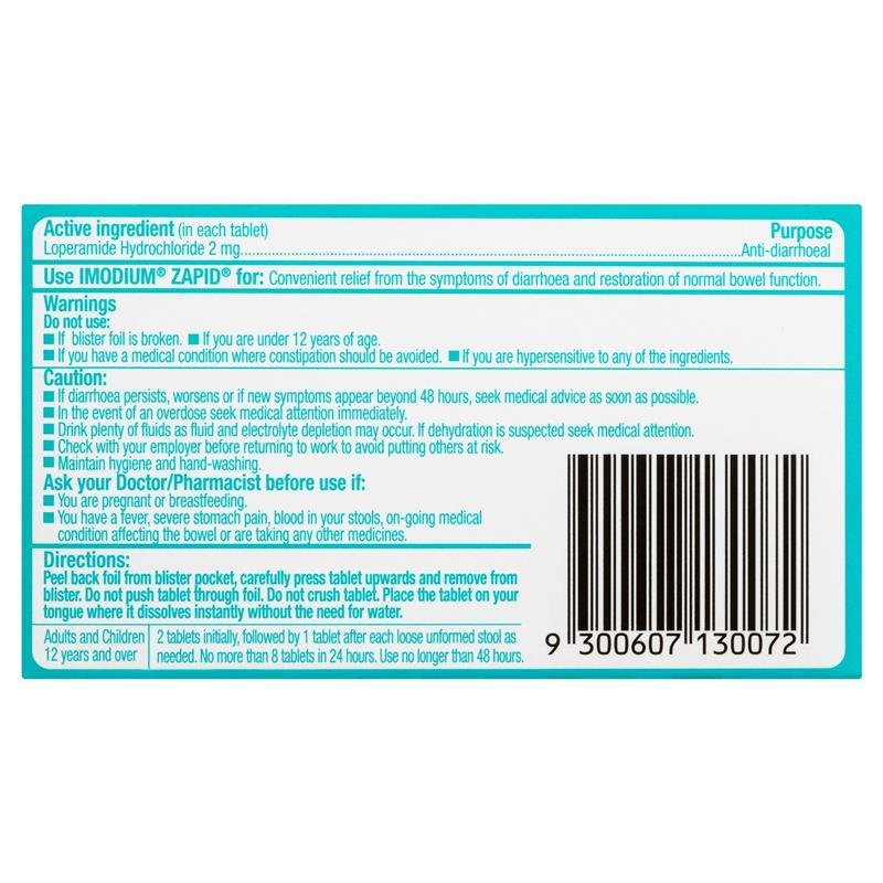 Imodium Zapid 易蒙停 口崩止泻片 12片
