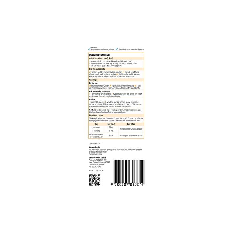 Codral Kids Cold & Flu Cough + Immunity Support 200mL