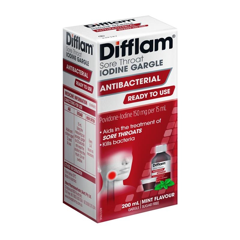 Difflam Plus Ready To Use Sore Throat Gargle Mint 200ml