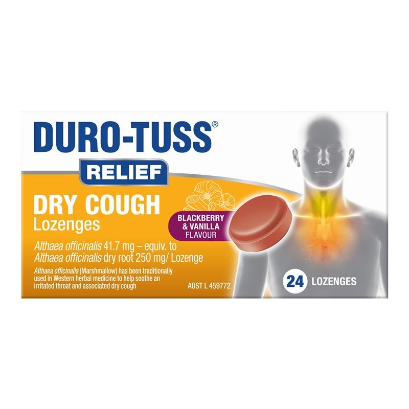 Durotuss Relief Dry Cough Blackberry & Vanilla 24 Lozenges