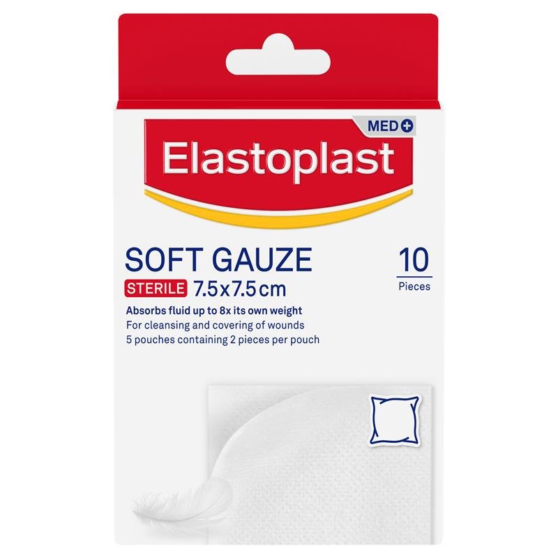 Elastoplast Soft Gauze Sterile 7.5cm x 7.5cm 10 Pack