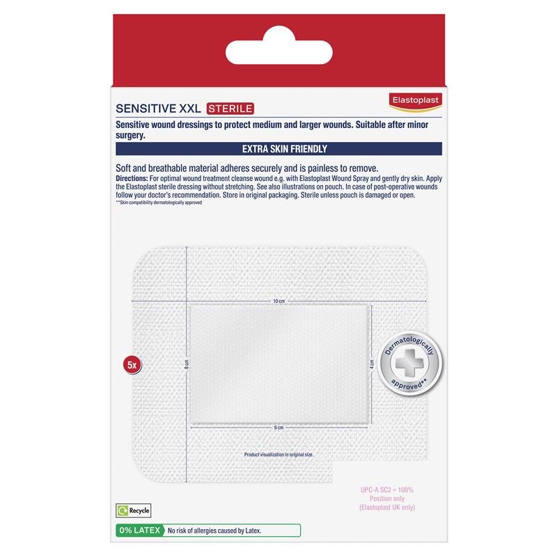 Elastoplast Sensitive Dressing XXL 8x10cm 5 Dressings