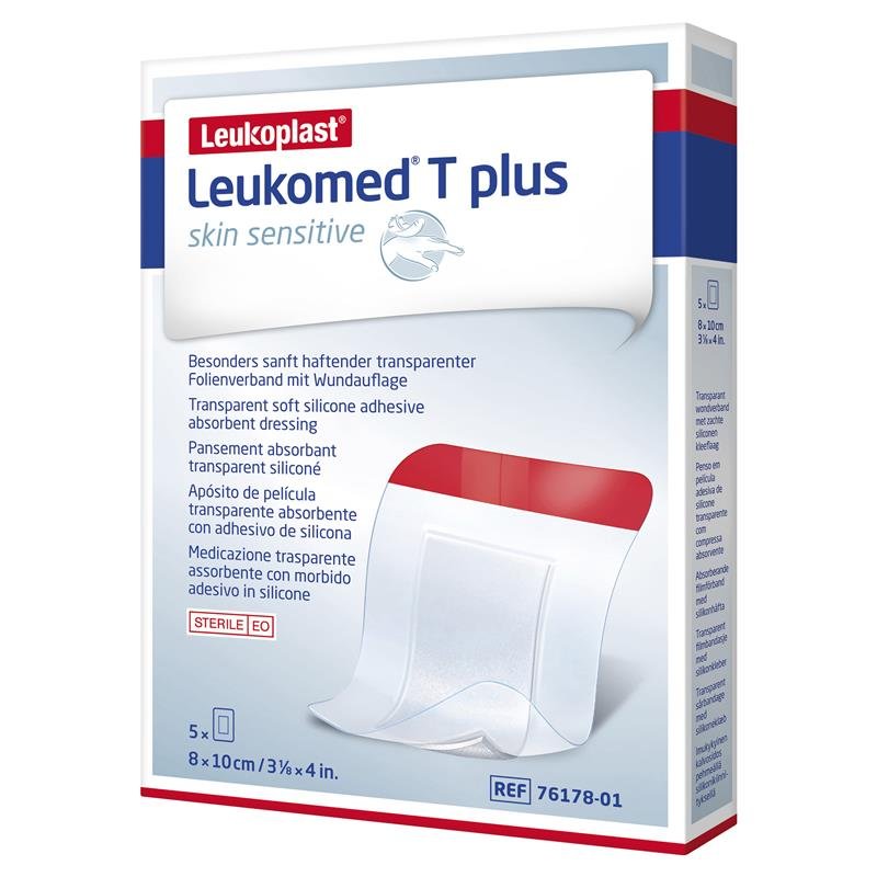 Leukomed T Plus Skin Sensitive Transparent 8cm x 10cm 5 Pack