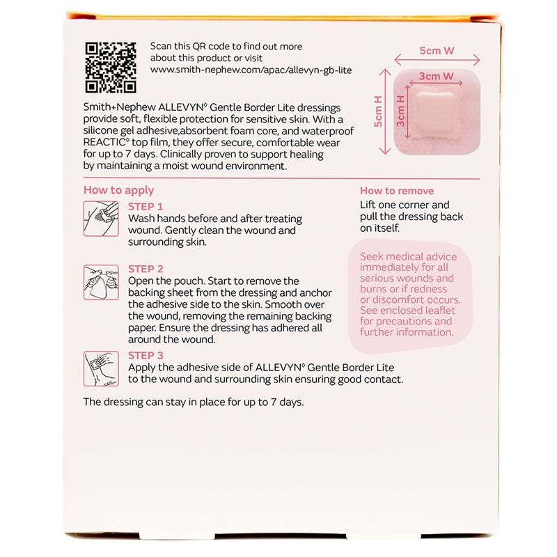 Allevyn Gentle Border Lite 5cm x 5cm 3 Pack