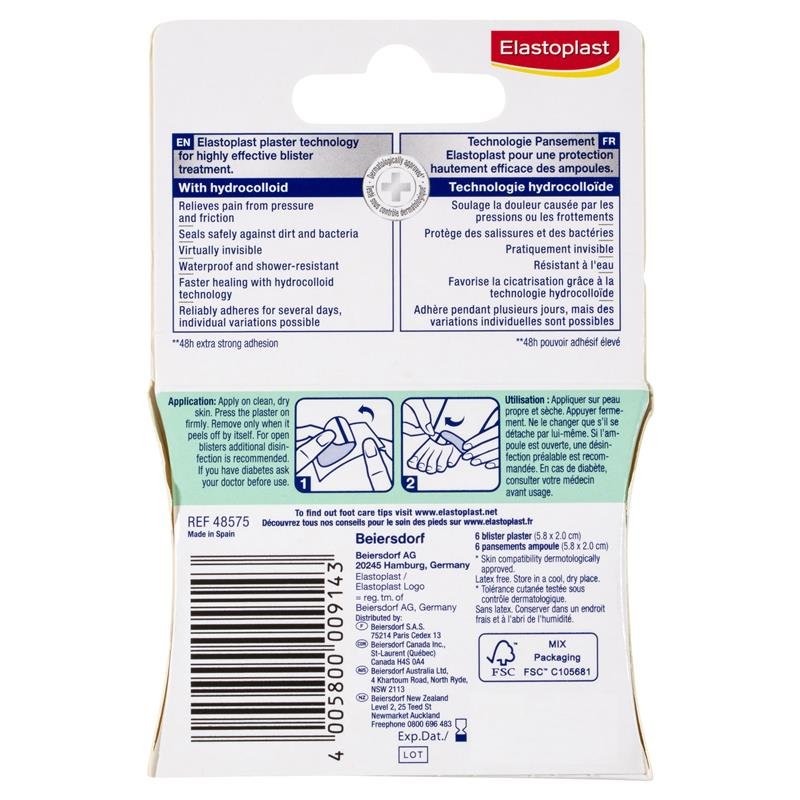 Elastoplast 48575 Foot Care Blister Plasters 6 Small