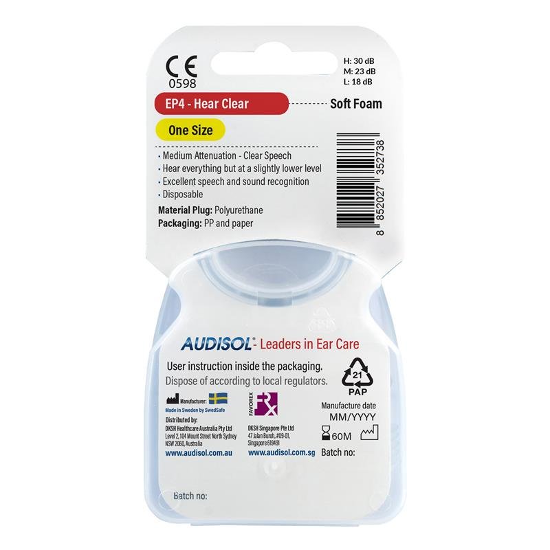 Audiplugs Hear Clear 4 Pairs