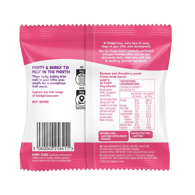Kiddylicious Melts Strawberry and Banana 6g