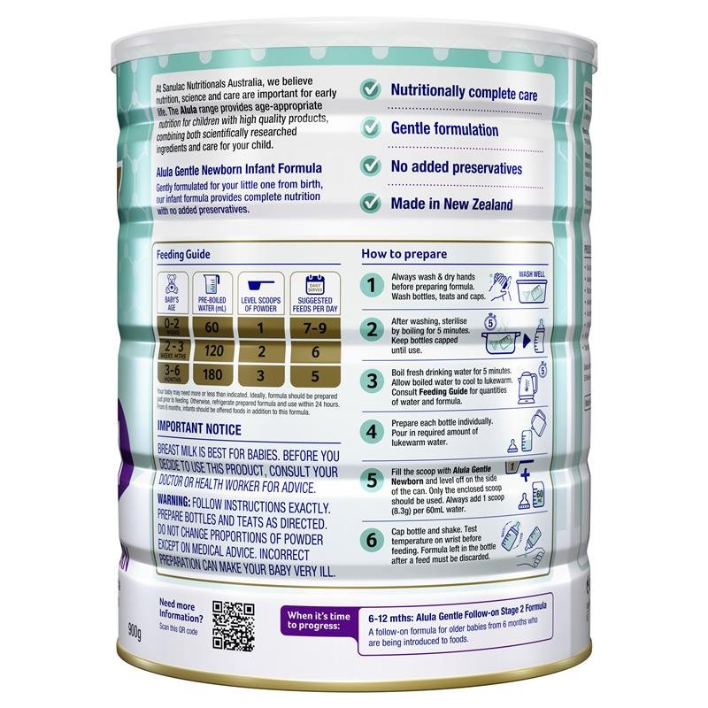 Alula Original Stage 1 Newborn Infant Formula 0-6 Months 900g