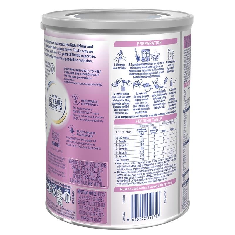 Nestle NAN SENSITIVE Premium Infant Formula for Newborns Suitable from Birth 800g