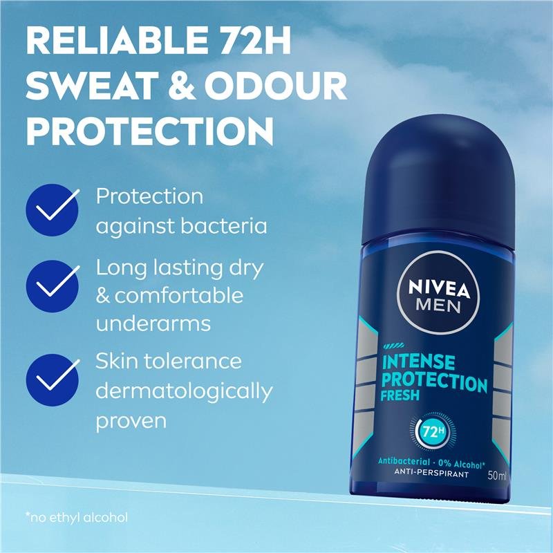 妮维雅 NIVEA MEN 男士强效清新走珠止汗露 72小时 50ml
