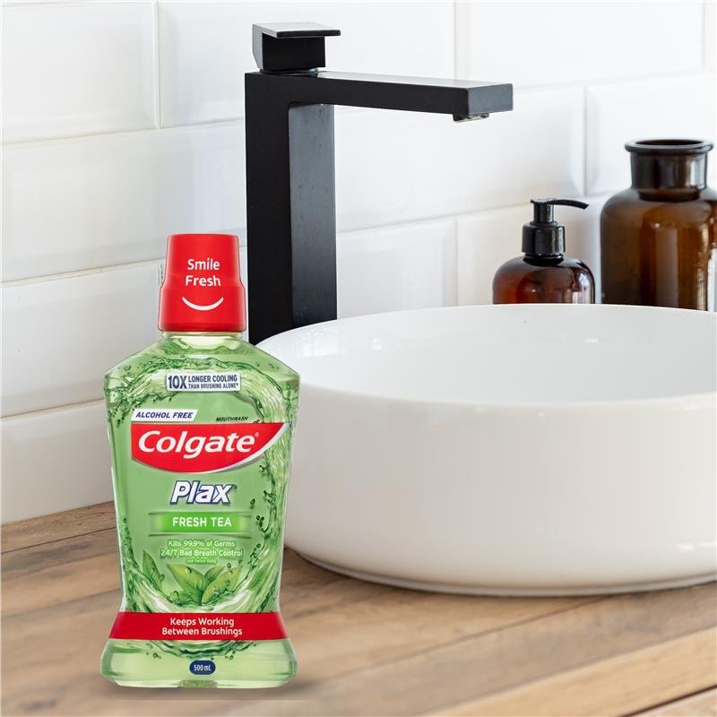 高露洁 Colgate Plax 无酒精抗菌漱口水 清新茶香 500ml