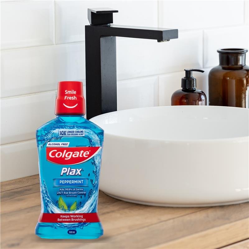 高露洁 Colgate Plax 无酒精抗菌漱口水 薄荷 500ml