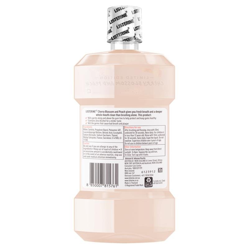 Listerine 李施德林 零酒精抗菌漱口水 限量版樱花蜜桃味 500mL