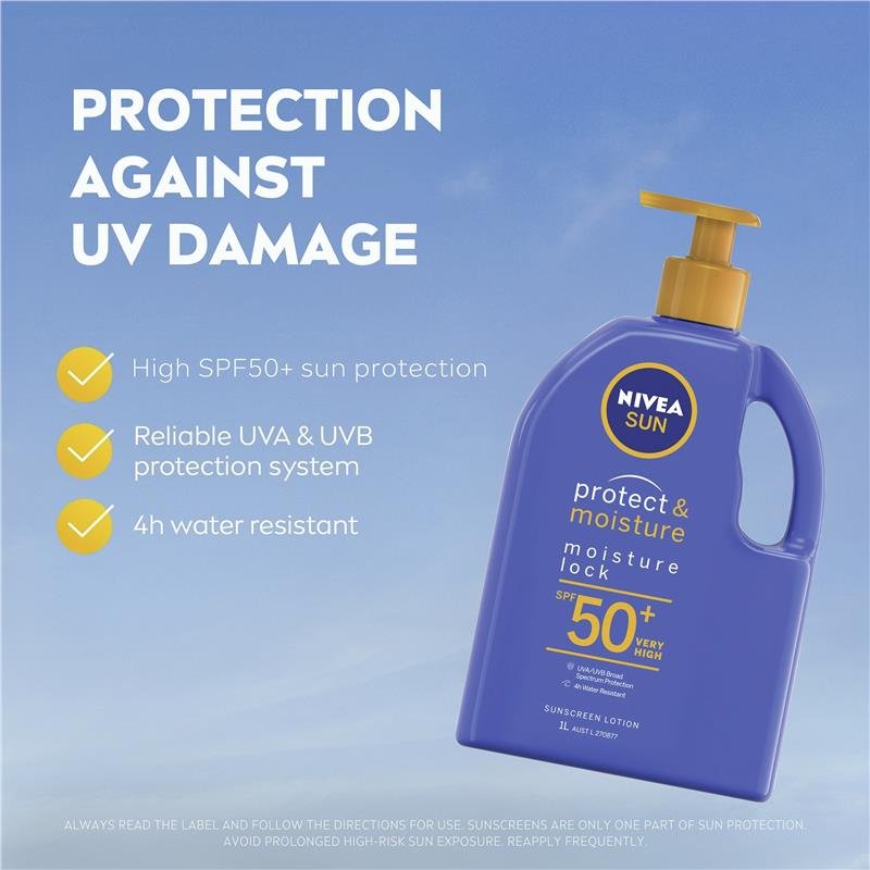 妮维雅 NIVEA Sun Protect & Moisture 保湿防晒乳 泵装 SPF50+ 1L