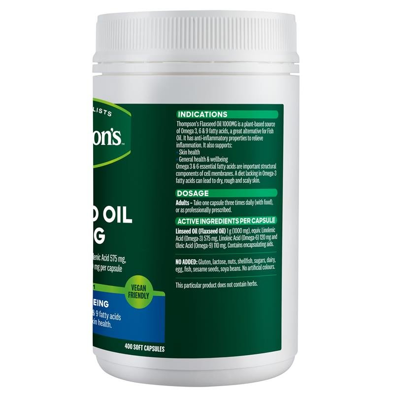 Thompson's 汤普森 Flaxseed Oil 亚麻籽油 1000mg 400粒素食胶囊