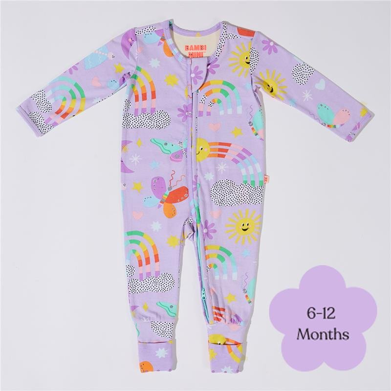 Bambi Mini Co. Wrigglesuit 婴儿连体爬服(带防滑脚)6-12个月 淡紫色 Pastel Lilac