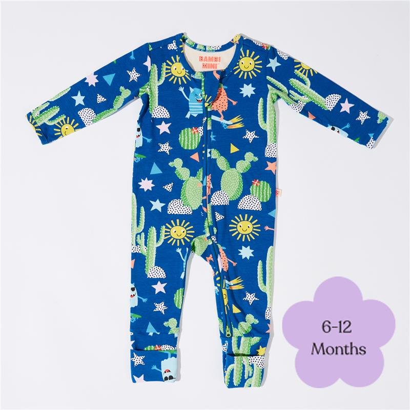 Bambi Mini Co. Wrigglesuit 婴儿连体爬服(带防滑脚)6-12个月 Beaucoup 蓝