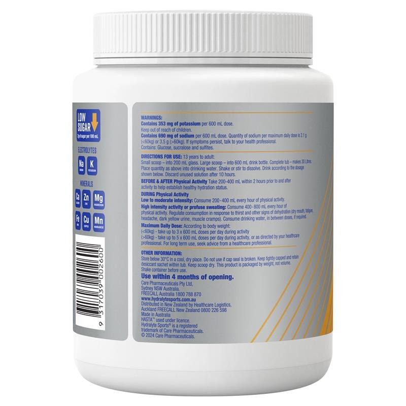 Hydralyte Plus Sports 运动电解质冲剂粉 橙味 900g