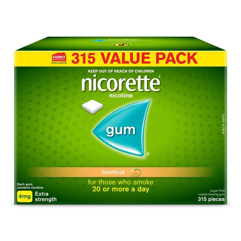 Nicorette 尼古丁戒烟咀嚼胶 4mg 清新水果味 315粒