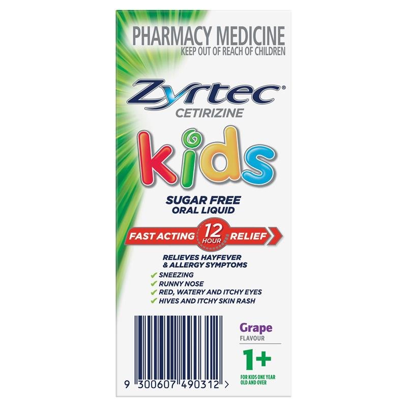 Zyrtec 仙特明 儿童抗组胺抗过敏口服液 葡萄味 60ml